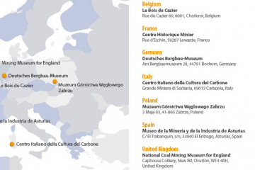 Zu sehen ist eine Europakarte mit den Standorten der Mitgliedermuseen